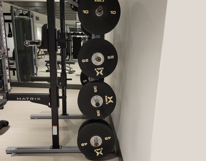 Clean and well-organized fitness center interior